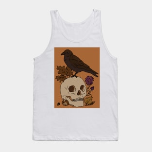 Fall Crow with Skull and Mouse Drawing Tank Top